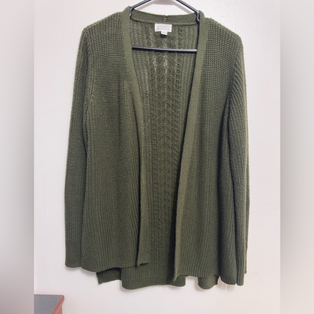 Market & Spruce Olive Green Knit Cardigan